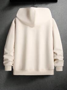 Manfinity Homme Men's Solid Color Front Button Long Sleeve Pocket Casual Hoodie Sweatshirt - Apricot - View 2