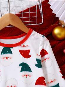 Young Girl' Christmas Pajamas Santa Claus Dress, Warm & Soft Fabric For Christmas Party And Family Gathering, Holiday Photo Shoot - Multicolor - View 3