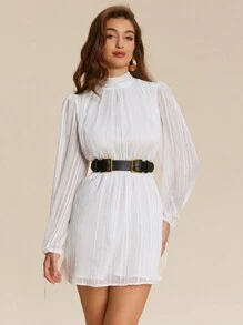 SHEIN Unity Vacation Style Backless Tie Up Strap Dress Fall Cloth For Women - White - View 4