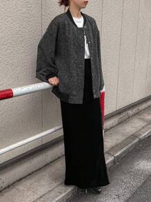 FRIFUL Women's Solid Color Patchwork Front Button Long Sleeve Simple Casual Jacket
