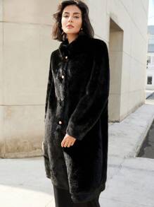 Aveloria Commuter Style Fluffy Blended Fuzzy Longline Loose Overcoat