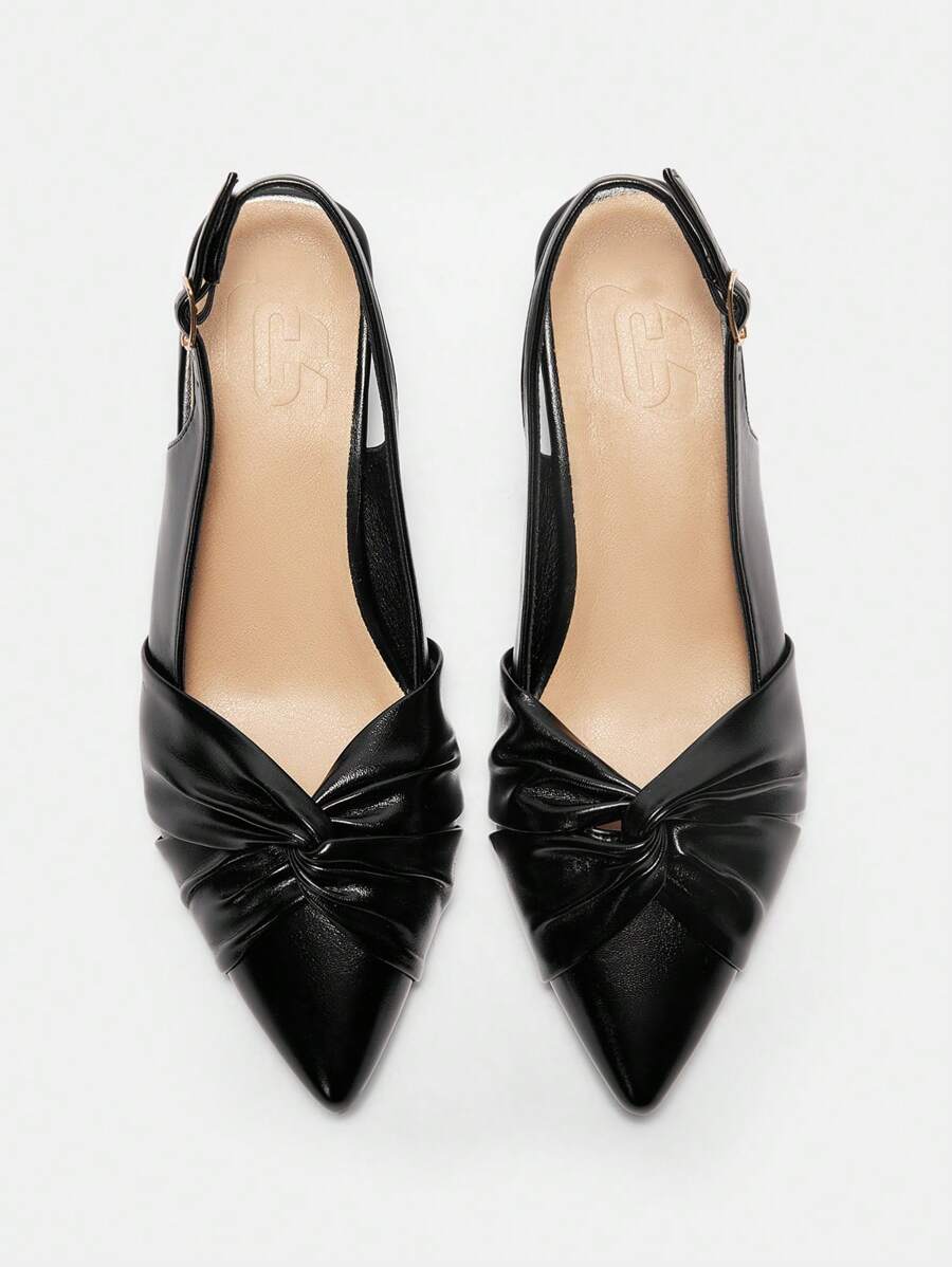 CUCCOO CURVES Women's Simple Pointed Toe Thick Heel Slip-On Fashion Open-Toe Elegant High Heels For Party New Year Holiday Valentines - Black - View 1