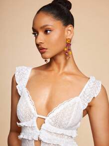 SHEIN BAE 1pair Women Vintage Tassel Drop Earrings, Suitable For Important Occasions