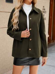 INAWLY Damen Regular Fit einfarbige Jacke mit Drop-Shoulder, Lässig für Herbst/Winter