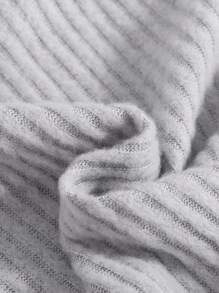 SHEIN 青少年女孩 2 件套：罗纹露肩长袖修身上衣，下摆不对称，配阔腿裤，休闲家居服或街头装 - 灰色 - 查看 9