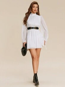 SHEIN Unity Vacation Style Backless Tie Up Strap Dress Fall Cloth For Women - White - View 3