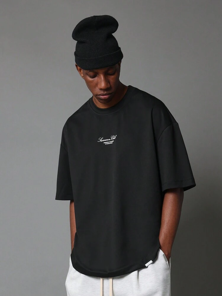 Oversized Logo Print T Shirt With Script Design