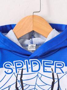 Bộ 2 món/Bộ quần áo trẻ em từ 6 tháng đến 3 tuổi Áo nỉ thể thao thường ngày có in hình mạng nhện và nhện và quần nỉ, thích hợp mặc hàng ngày, đi học, thể thao, đi chơi, dạo phố và tiệc Halloween vào mùa thu đông - Màu xanh lam - Xem 6