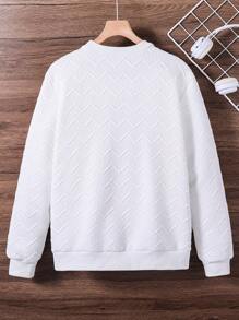 Teen Boy Gray Basic Casual Zip-Up Stand Collar Long Sleeve Hoodie - White - View 2