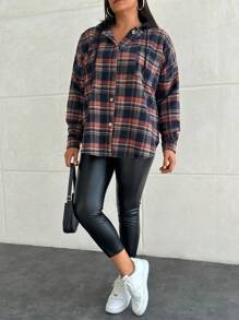 RueChic Frenchy Flap Pocket Drop Shoulder Drawstring Jacket - Multicolor - View 8