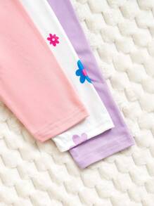 SHEIN 3pcs/Set Baby Girl Floral Print Long Sleeve Top And Pants Outfit, For Autumn Outings