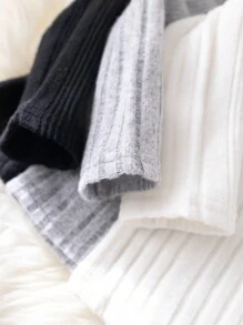 SHEIN 3 stuks/set babyjongens basic effen kleur hoge kraag lange mouwen gebreide truien, herfst/winter