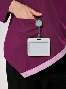 TaskEZ Colorblock Wrap Top And Pants Nursing Scrub Uniforms Set - Multicolor - View 6