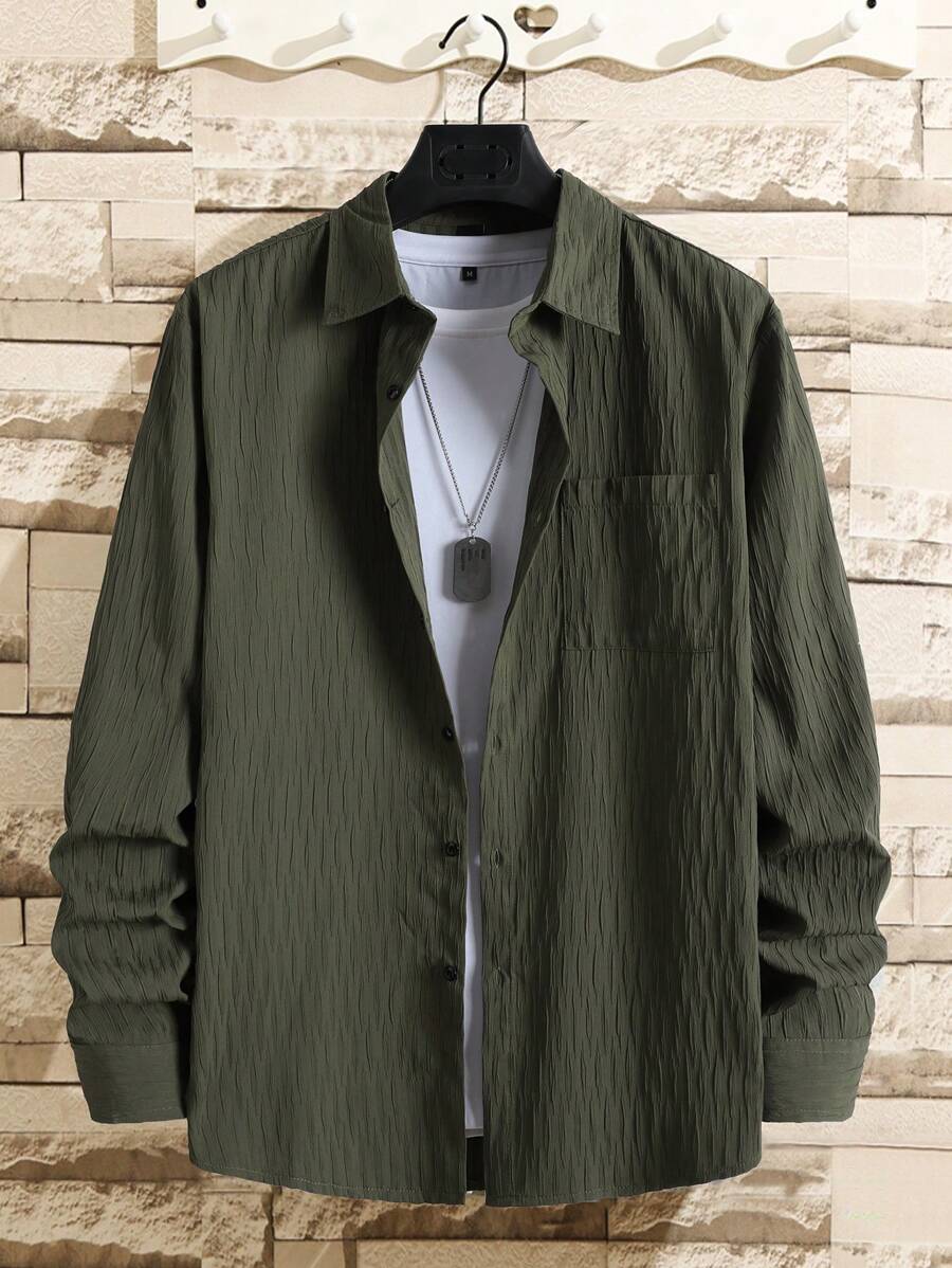 Manfinity Homme Mature Casual Textured Men Shirt