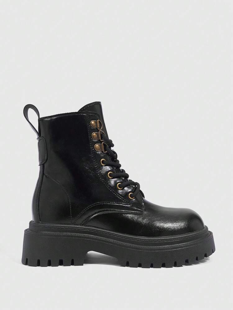 CUCCOO GRLICON Botas de tobillo moteras de plataforma y tacón grueso con cordones estilo gótico, en el estilo europeo y americano, para mujeres