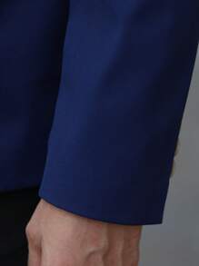 Manfinity Mode Men's Colorblock Long Sleeve Business/Office Suit Jacket - Navy Blue - View 4