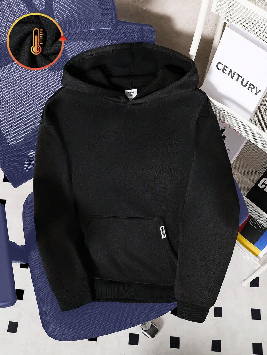 Teen Boy Plain Hooded Sweatshirt, Loose Casual Gray Jacket