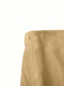 Celure Women Plus Size Solid Color Split Hem Casual Skort, Suitable For Summer Everyday Wear