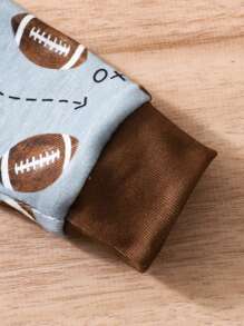 2 件装男婴足球全身印花长袖上衣和紧身裤贴身睡衣套装 - 彩色 - 查看 7