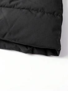 Manfinity Homme Abrigo con capucha con cierre de cremallera, acolchado, con gráfico de letras para hombre