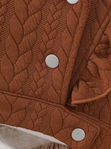 Baby Girl Casual Front Button Ruffle Trim Jacket, Autumn - Brown - View 4