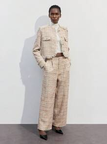Maija Pantalones de tweed rectos y holgados de mujer, versátiles, para el otoño - Multicolor - Ver 5