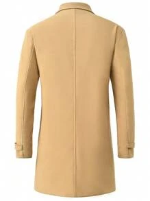 Manfinity Homme Camisa casual de manga larga con cuello de solapa, abotonadura delantero, unicolor para hombre