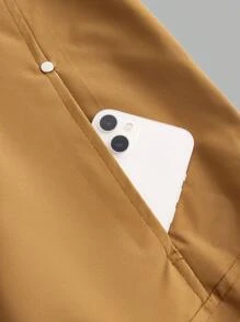 SHEIN Outdoor Urban 连帽拉链抽绳纯色长袖运动夹克冬季女式上衣