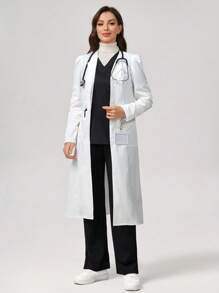 TaskEZ Puff Sleeve Lab Coat/Overcoat - White - View 5