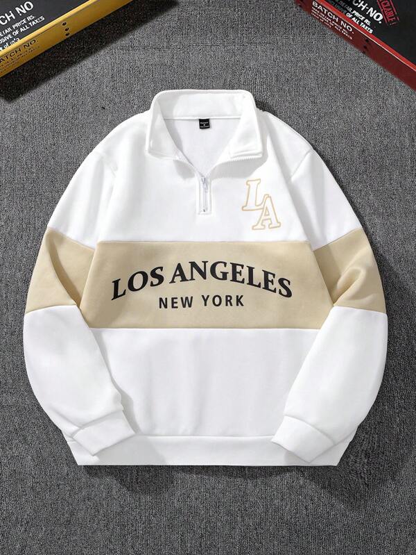 Manfinity Campus Court Męska bluza z długim rękawem i nadrukiem w jesienne wzory, zapinana na suwak i z półzapięciem na guziki