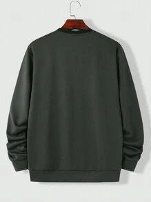 Manfinity Homme Plus Size Men Casual Daily Colorblock Letter Print Loose Fit Sweatshirt, Autumn