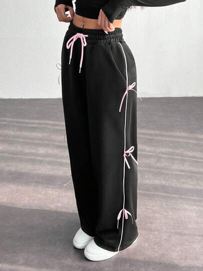 SHEIN PETITE Women's Cargo Pants With Bow Decorations Graduation,Back To School Outfits,Graduation,Teacher Outfits For Women,Back To School