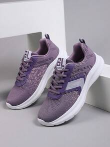 1 Đôi giày thể thao ngoài trời thường ngày cho thanh thiếu niên, mặt trên bằng lưới thoáng khí, nhẹ, đế cao su chống trượt, giày thể thao bền, mềm mại và thoải mái, thiết kế thời trang cho bé trai và bé gái - Màu tím - Xem 5