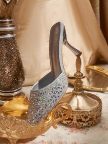 CUCCOO TILAWA Women's Fashion Party Rhinestone Stiletto Heel Pumps For Christmas And New Year Holiday Vibe Fall And Winter - Silver - View 1