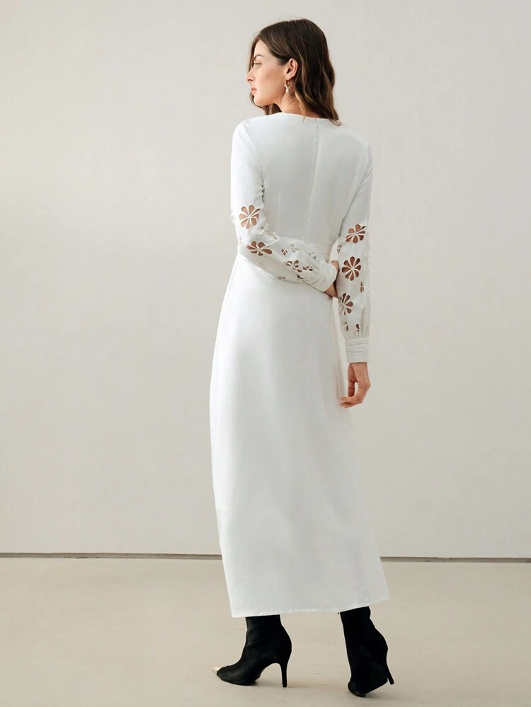 Women Elegant Floral Jacquard Satin Sheen Dress Maxi Women Outfit