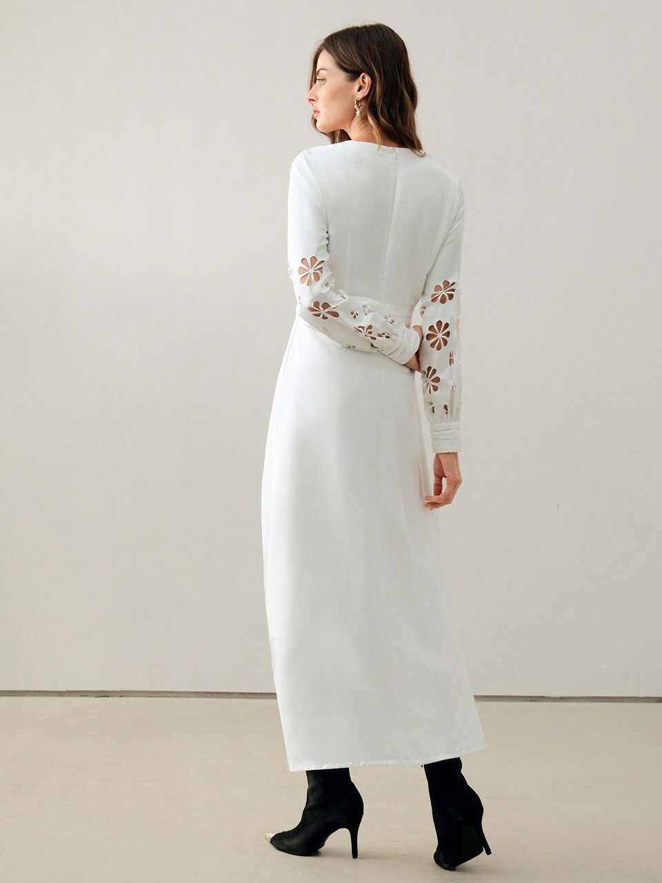 Women Elegant Floral Jacquard Satin Sheen Dress Maxi Women Outfit