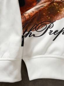 Manfinity VCAY Men's Digital Eye Print Knitted Long Sleeve Hoodie, For Fall Winter - White - View 7