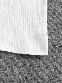 青少年男孩纯色前扣长袖休闲衬衫 - 白色 - 查看 6