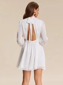 SHEIN Unity Vacation Style Backless Tie Up Strap Dress Fall Cloth For Women - White - View 2