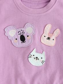 SHEIN 3pcs Baby Girl Autumn Casual Animal Print Sweatshirt Set With Long Sleeve Top And Elastic Waist Pants