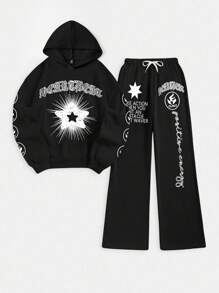 Flirla Bộ trang phục thường ngày hai mảnh in hình ngôi sao cỡ lớn - màu đen - Xem 1