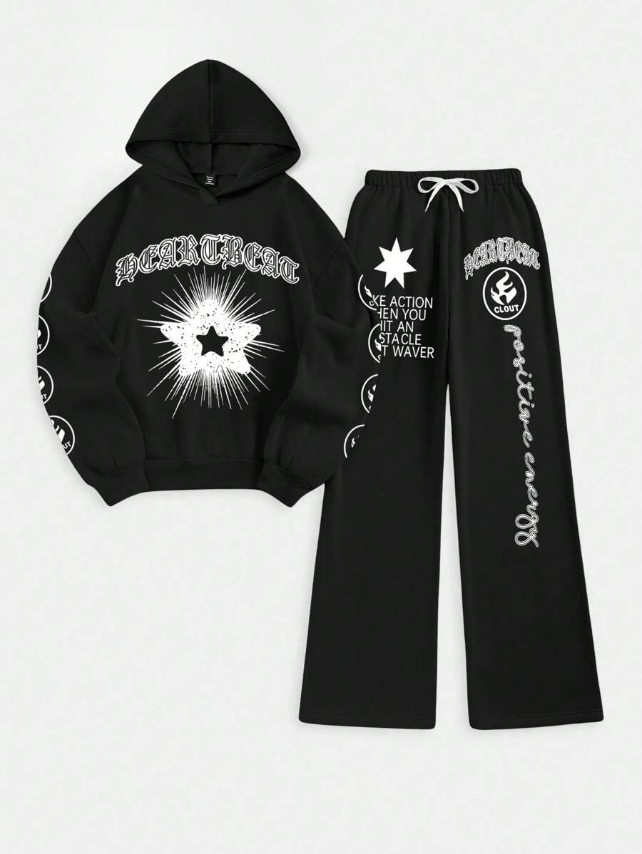 Flirla Bộ trang phục thường ngày hai mảnh in hình ngôi sao cỡ lớn - màu đen - Xem 1
