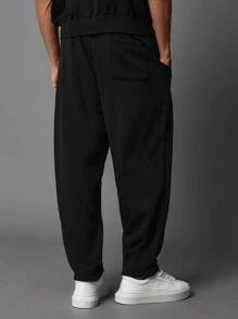 SUMWON Loose Fit Jogger Sweatpants Elastic Ankle - Black - View 4