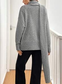 SHEIN Frenchy Cárdigan casual de mujer de unicolor, manga larga con caída en los hombros y bolsillos dobles, para otoño/invierno