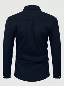 Manfinity Mode Camisa informal de manga larga con botones de unicolor para hombres de talla grande, para el otoño