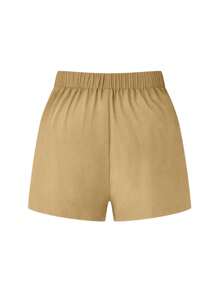 Celure Women Plus Size Solid Color Split Hem Casual Skort, Suitable For Summer Everyday Wear