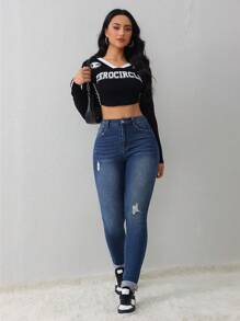 SHEIN Tall Women's Jeans Casual Skinny Stretch Pants Blue Jeans Jeans Women's Skinny Pants High Waist Leggings Leggings Slim Fit Women's Pants Tall Women's Jeans
