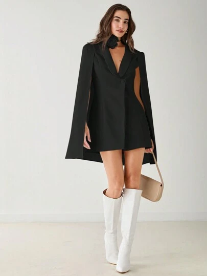 Enchnt Women's Solid Color Button-Front Long Sleeve Casual Blazer In Fall/Winter