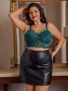 Plus Size Comfortable & Breathable Supportive Push-Up Bra, Lingerie - Dark Green - View 4