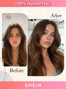 HQ 夹式接发真人发，120 克 7 件夹式接发，巧克力棕色夹式接发 - S4 - 查看 4